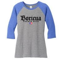 Puerto Rico Boricua Vintage Puerto Rican Flag Pride Gift Women's Tri-Blend 3/4-Sleeve Raglan Shirt