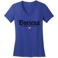 Puerto Rico Boricua Vintage Puerto Rican Flag Pride Gift Women's V-Neck T-Shirt