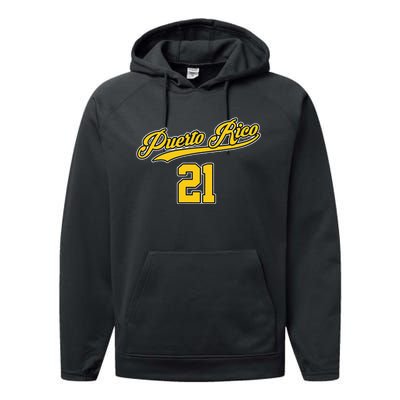 Puerto Rico Baseball 21 Santurce Boricua Baseball Fans Performance Fleece Hoodie