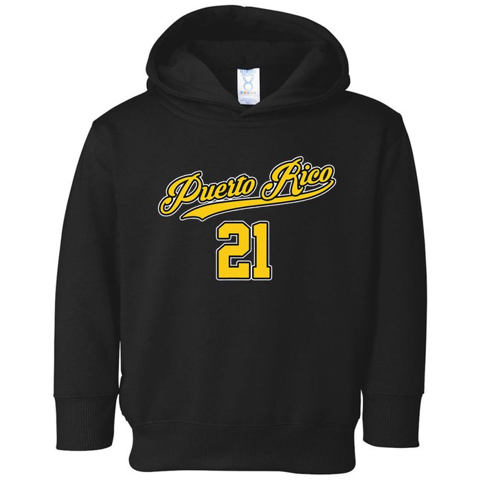 Puerto Rico Baseball 21 Santurce Boricua Baseball Fans Toddler Hoodie