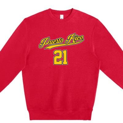 Puerto Rico Baseball 21 Santurce Boricua Baseball Fans Premium Crewneck Sweatshirt