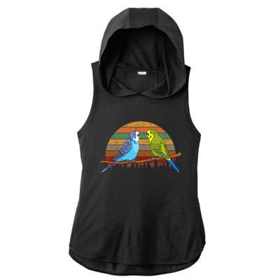 Parakeet Retro Budgies Parakeet Ladies PosiCharge Tri-Blend Wicking Draft Hoodie Tank