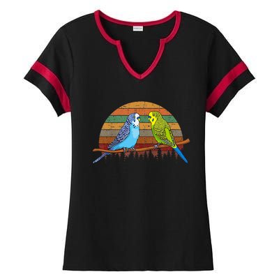 Parakeet Retro Budgies Parakeet Ladies Halftime Notch Neck Tee