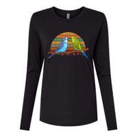 Parakeet Retro Budgies Parakeet Womens Cotton Relaxed Long Sleeve T-Shirt