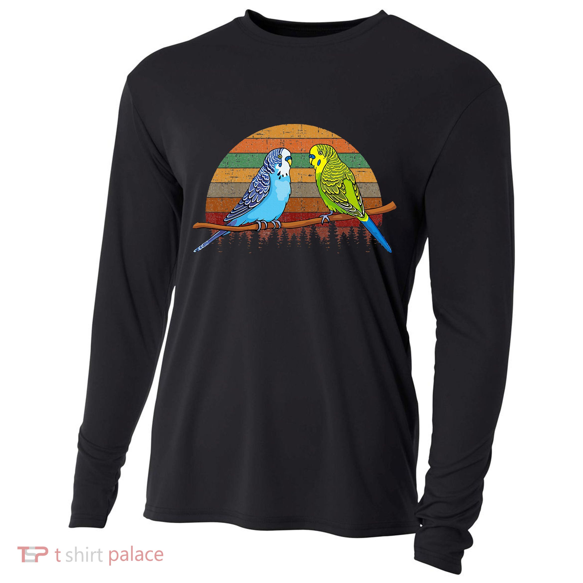 Parakeet Retro Budgies Parakeet Cooling Performance Long Sleeve Crew