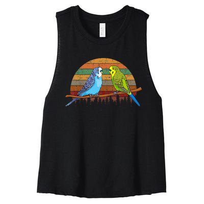 Parakeet Retro Budgies Parakeet Women's Racerback Cropped Tank