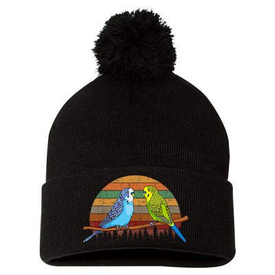 Parakeet Retro Budgies Parakeet Pom Pom 12in Knit Beanie