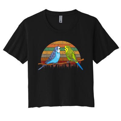 Parakeet Retro Budgies Parakeet Women's Crop Top Tee