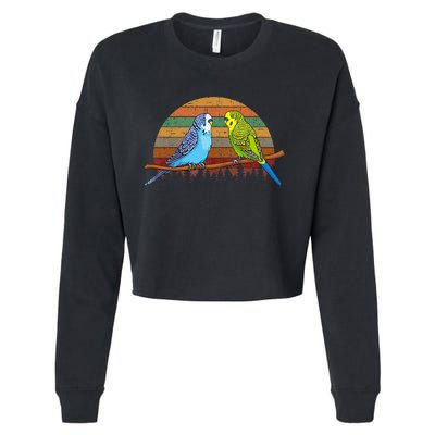 Parakeet Retro Budgies Parakeet Cropped Pullover Crew