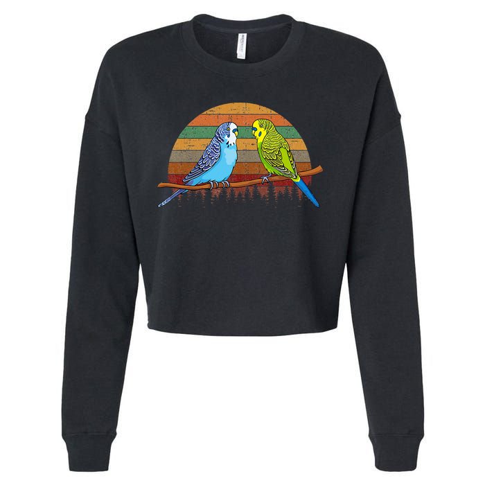 Parakeet Retro Budgies Parakeet Cropped Pullover Crew