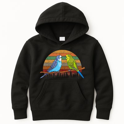 Parakeet Retro Budgies Parakeet Kids Hoodie