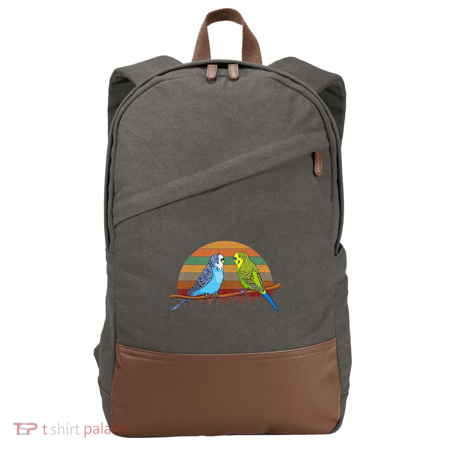 Parakeet Retro Budgies Parakeet Cotton Canvas Backpack