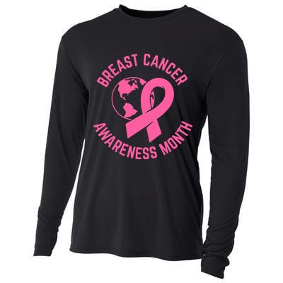 Pink Ribbon Breast Cancer Awareness Month Gift Cooling Performance Long Sleeve Crew