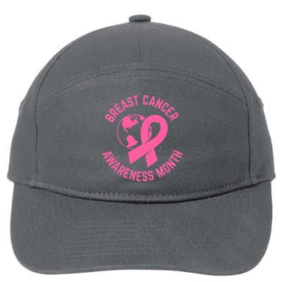 Pink Ribbon Breast Cancer Awareness Month Gift 7-Panel Snapback Hat