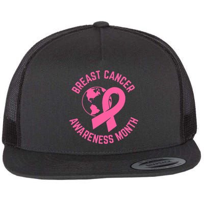 Pink Ribbon Breast Cancer Awareness Month Gift Flatbill Hat