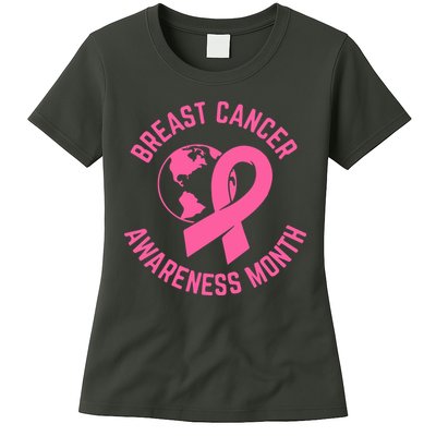 Pink Ribbon Breast Cancer Awareness Month Gift Womens T-Shirt