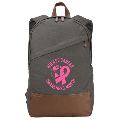 Pink Ribbon Breast Cancer Awareness Month Gift Cotton Canvas Backpack