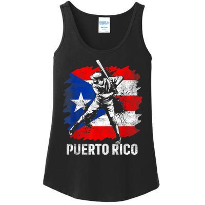 Puerto Rican Baseball Player Puerto Rico Flag Baseball Ladies Essential Tank