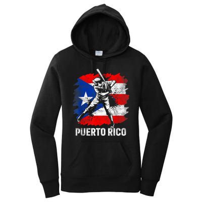 Puerto Rican Baseball Player Puerto Rico Flag Baseball Women's Pullover Hoodie