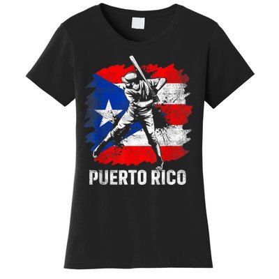 Puerto Rican Baseball Player Puerto Rico Flag Baseball Women's T-Shirt