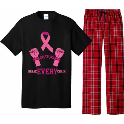 Pink Ribbon Breast Cancer Cute Gift Break Every Chain Design Gift Pajama Set