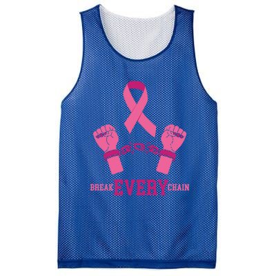 Pink Ribbon Breast Cancer Cute Gift Break Every Chain Design Gift Mesh Reversible Basketball Jersey Tank