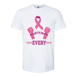 Pink Ribbon Breast Cancer Cute Gift Break Every Chain Design Gift Softstyle® CVC T-Shirt