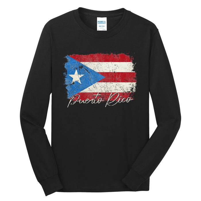 Puerto Rico Boricua Vintage Puerto Rican Flag Pride Tall Long Sleeve T-Shirt