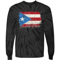 Puerto Rico Boricua Vintage Puerto Rican Flag Pride Tie-Dye Long Sleeve Shirt