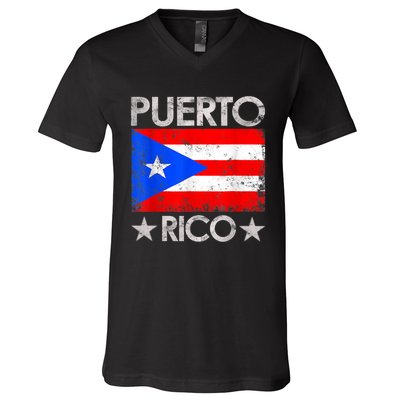 Puerto Rican Baseball Player Puerto Rico Flag Baseball V-Neck T-Shirt