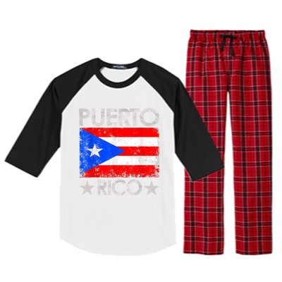 Puerto Rican Baseball Player Puerto Rico Flag Baseball Raglan Sleeve Pajama Set