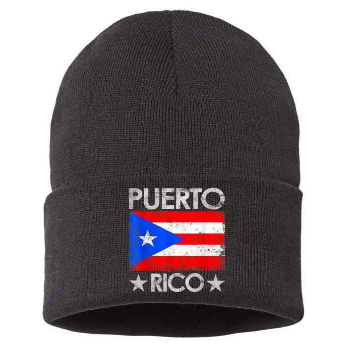 Puerto Rican Baseball Player Puerto Rico Flag Baseball Sustainable Knit Beanie