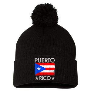 Puerto Rican Baseball Player Puerto Rico Flag Baseball Pom Pom 12in Knit Beanie