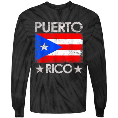 Puerto Rican Baseball Player Puerto Rico Flag Baseball Tie-Dye Long Sleeve Shirt