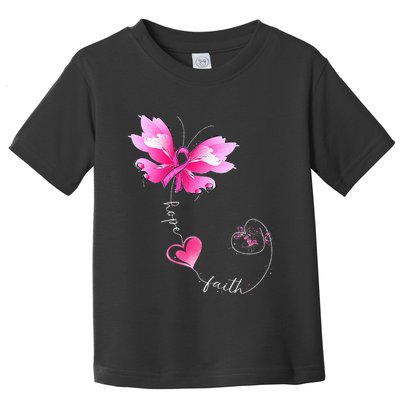 Pink Ribbon Butterfly Breast Cancer Awareness Toddler T-Shirt