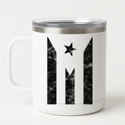 Puerto Rico Black Flag Puerto Rican Pride Independent Gift 12 oz Stainless Steel Tumbler Cup