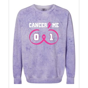 Pink Ribbon Cancer 0 Me 1 Funny Breast Cancer Awareness Survivor Gift Colorblast Crewneck Sweatshirt