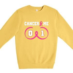 Pink Ribbon Cancer 0 Me 1 Funny Breast Cancer Awareness Survivor Gift Premium Crewneck Sweatshirt