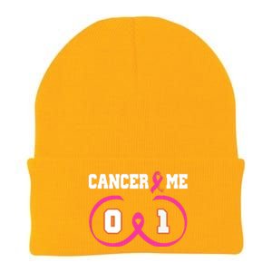 Pink Ribbon Cancer 0 Me 1 Funny Breast Cancer Awareness Survivor Gift Knit Cap Winter Beanie