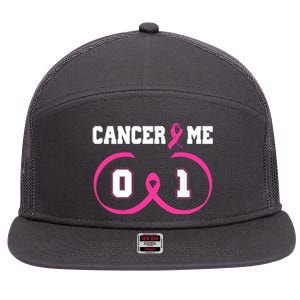 Pink Ribbon Cancer 0 Me 1 Funny Breast Cancer Awareness Survivor Gift 7 Panel Mesh Trucker Snapback Hat