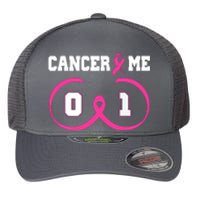 Pink Ribbon Cancer 0 Me 1 Funny Breast Cancer Awareness Survivor Gift Flexfit Unipanel Trucker Cap