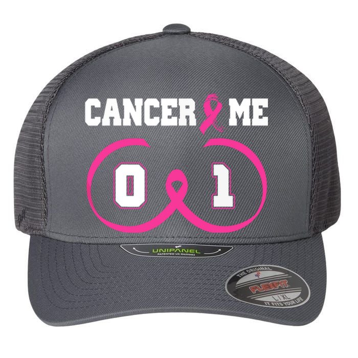 Pink Ribbon Cancer 0 Me 1 Funny Breast Cancer Awareness Survivor Gift Flexfit Unipanel Trucker Cap