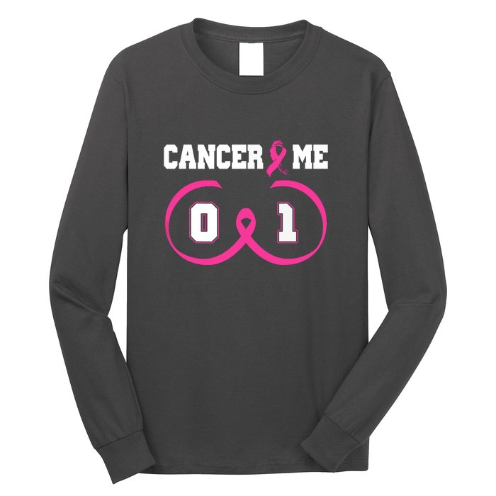 Pink Ribbon Cancer 0 Me 1 Funny Breast Cancer Awareness Survivor Gift Long Sleeve Shirt