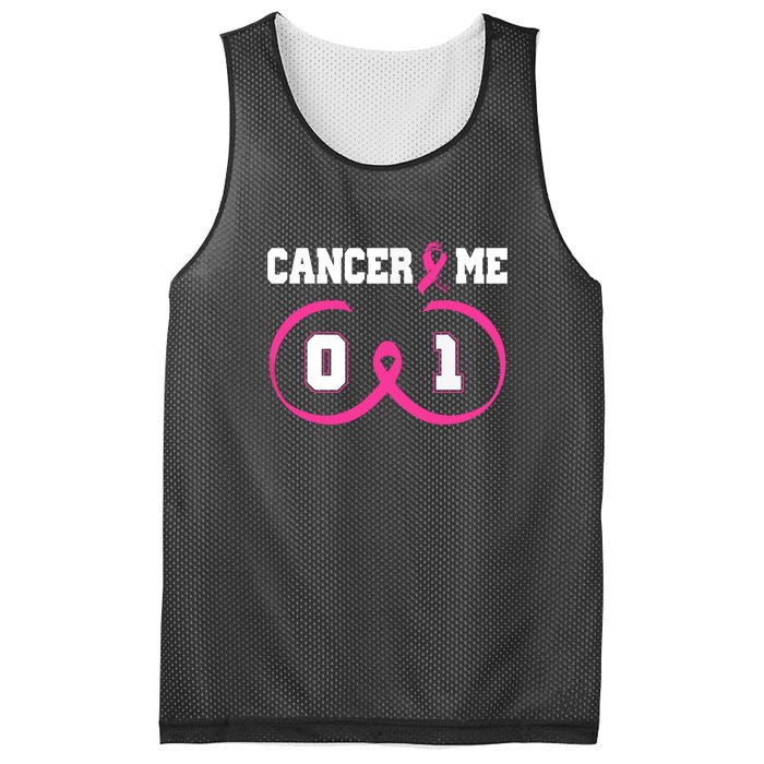 Pink Ribbon Cancer 0 Me 1 Funny Breast Cancer Awareness Survivor Gift Mesh Reversible Basketball Jersey Tank