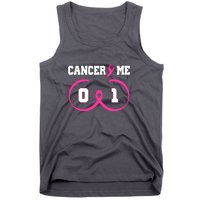 Pink Ribbon Cancer 0 Me 1 Funny Breast Cancer Awareness Survivor Gift Tank Top