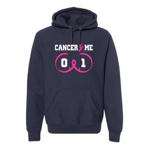 Pink Ribbon Cancer 0 Me 1 Funny Breast Cancer Awareness Survivor Gift Premium Hoodie