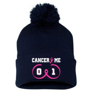 Pink Ribbon Cancer 0 Me 1 Funny Breast Cancer Awareness Survivor Gift Pom Pom 12in Knit Beanie