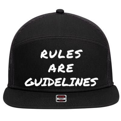 Punk Rock Concert Rules Are Guidelines Letter Print Graphic Meaningful Gift 7 Panel Mesh Trucker Snapback Hat