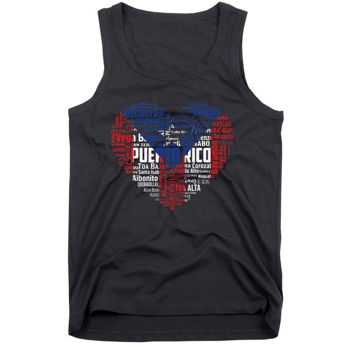 Puerto Rico Cities Flag Puerto Rican roots culture Tank Top