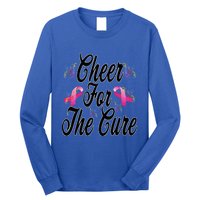 Pink Ribbon Cheer For The Cure Breast Cancer Awareness Funny Gift Long Sleeve Shirt